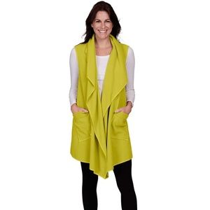 Le Moda Pocketed Open Front Fleece Vest Cardigan